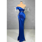 Classic & Timeless Off-Shoulder Cap Sleeves Sheath Side Slit Formal Prom Dress