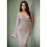 Classic & Timeless One Shoulder Beaded Embroidery Long Formal Prom Dress