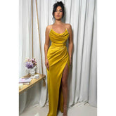 Classic & Timeless Scoop Sleeveless Side Slit Sheath Ruched Formal Party Prom Dress