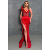 Classic & Timeless V-neck Sheath Side Slit Sleeveless Formal Prom Dress