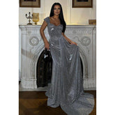 Vestido de fiesta de corte tubo con lentejuelas, mangas cortas y brillantes, de alta costura y ornamentado