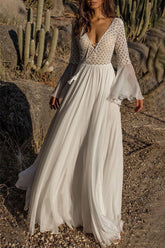 Vestidos de noche sexys de encaje sólido con escote en V