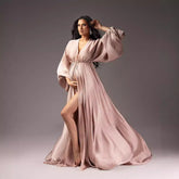 Long lantern sleeve maternity clothes v-neck maternity dress portrait dress