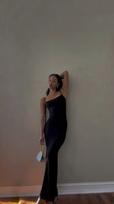 Black Mermaid Spaghetti Straps Long Prom Dress Elegant Black Evening Dress Y444