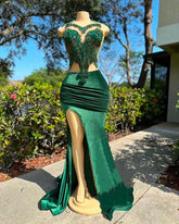 Vestidos de sirena de encaje con escote corazón verde oscuro para baile de graduación