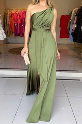 Robes de soirée sexy fendues à épaules dénudées et froncées