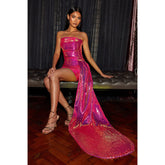 Robe de bal deux pièces bustier à sequins et taille cache-cœur