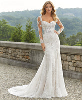Wedding Dress Mermaid Lace Sweetheart Neckline With Detachable Full Sleeves Custom Made Plus Sizes Vestidos De Novia