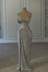 Vestidos de fiesta de diseñador, sin tirantes, sin mangas, con lentejuelas y volantes