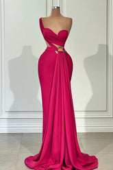 Robe de bal longue sirène asymétrique sans manches en satin