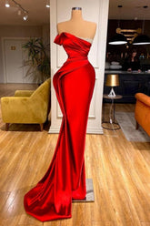 Robe de soirée sirène longue rouge pailletée sans manches de créateur