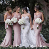 Baoleely Simple Dusty Pink Wedding Guest Dress Boho Bridesmaid Dresses Tulle Straps