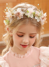 Diadema rosa para niña de las flores, ideal para uso diario, bodas u ocasiones especiales. Con encaje, lentejuelas, perlas y flores.