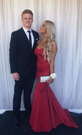 Magnifique robe de soirée rouge sirène, robe de bal longue rouge Y159