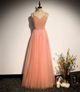 Robe de bal longue en tulle rose, robe de soirée trapèze s92