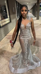 Robe de bal noire pour fille, robe de soirée sirène sexy, robe de cérémonie époustouflante Y1376