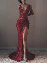 Preciosos vestidos de fiesta de sirena sin mangas con escote en V y encaje de tul