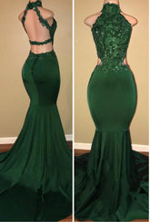 Robe de bal sirène en dentelle verte, robes de soirée vertes