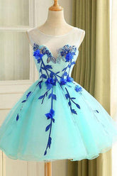 Homecoming Dress Beautiful Hand-Made Flower Short Prom Dress Party Dress PD364