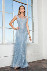 Vestido largo de encaje sin mangas para baile de graduación