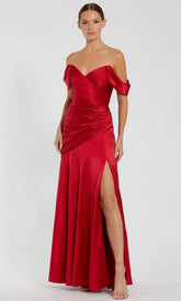 Off-Shoulder Ruched Detail Prom Gown