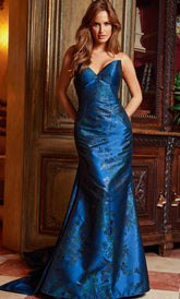 Strapless Bow Accent Evening Gown