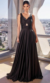 Ruched Knotted V-Neck Prom Gown