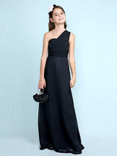 Vestido largo de corte recto con un solo hombro para niña de las flores, de gasa, ideal para damas de honor junior.