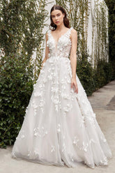 Long White Couture Floral Wedding Dress