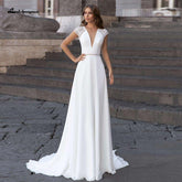 Abiti Donna Modest Bridal A Line Wedding Dress Summer 2025 Simple V-neck Backless Beach Wedding Dresses Long Train