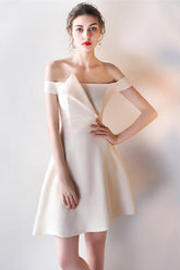 Robe de soirée mini trapèze à épaules dénudées PG147