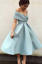 Off the Shoulder Short Dusty Blue Party/Homecoming Dresses PD101