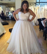 Baoleely Plus size Wedding Dress A-line Sweetheart Pleated Shiny