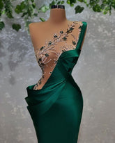Robe de soirée glamour en satin vert émeraude, robe de concours sexy Y757