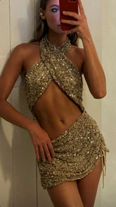 Vestido corto de fiesta sexy con lentejuelas, estilo mini, para baile de bienvenida, modelo Y636