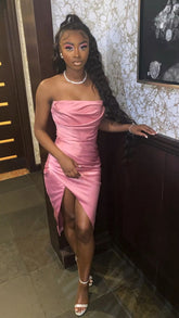 Vestido rosa para el 19 cumpleaños, conjunto para chica negra, precioso vestido rosa palabra de honor para fiesta de bienvenida Y643