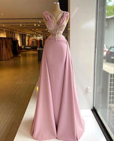 Robe de bal longue rose, robe de soirée unique Y521