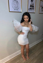 Vestido corto de fiesta para mujer, manga al codo, elástico, modelo Y651