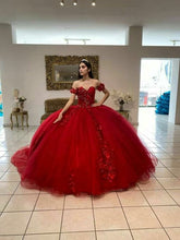Magnifique robe de quinceañera en tulle rouge luxueux, robe de bal rouge Y1209