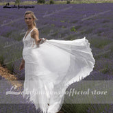 Baoleely V Neck Lace Sleeveless Open Back Elegant Wedding Dresses for women Beach Sweep Train robe de fête de mariage Lakshmigown