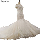 Robe de mariée sirène de luxe, épaules dénudées, sexy, haut de gamme, personnalisée, robe de mariée vintage à paillettes et cristaux