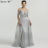 Vestidos de noche vintage de corte A, escote en V, media manga y brillo, LA6589