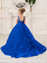 Elegante vestido de princesa sin mangas de tul para niña de las flores, corte en A