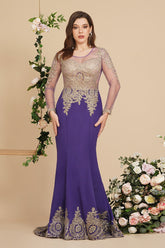 Vestidos de sirena de manga larga con apliques de encaje sexy para baile de graduación