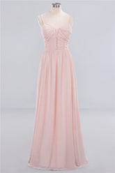 Vestidos de fiesta de corte A con tirantes finos transparentes | Vestidos de noche sencillos de gasa sin mangas