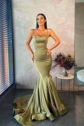 Vestidos formales de sirena ajustados, encantadores vestidos de tirantes