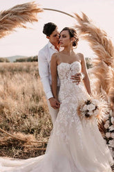 Elegante vestido de novia blanco de tul y encaje Sweeteart