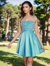 Sweetheart Sequin A-Line Satin Short Prom Dress VMH116