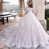 Baoleely V-Neck A Line Lace Wedding Dresses