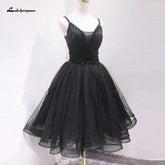 Baoleely Vintage Black Short Birdal Beaded Sexy Ball Gown Wedding Dress